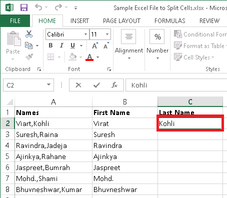 How to Split Cells in Excel