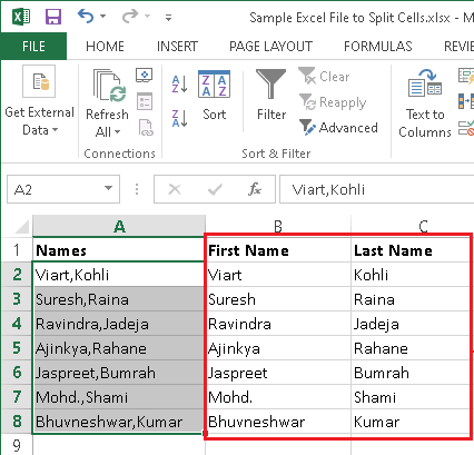 How to Split Cells in Excel