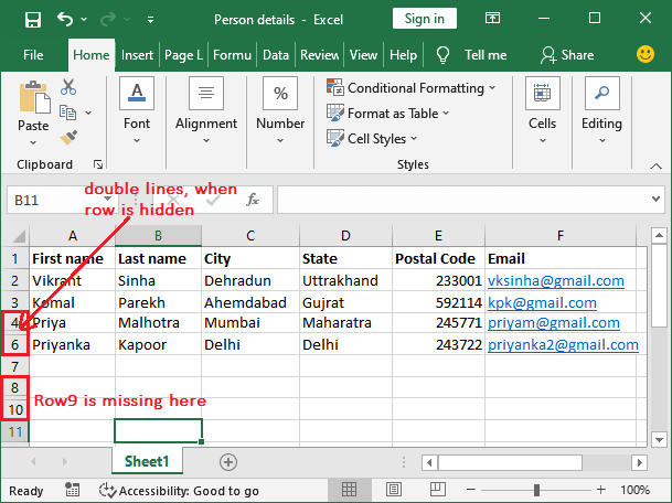 How To Unhide Rows In Excel Javatpoint 5306