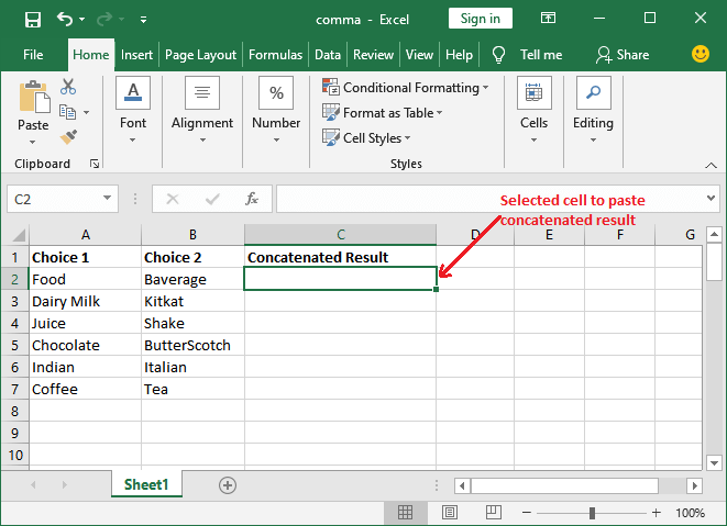 How to use concatenate in Excel