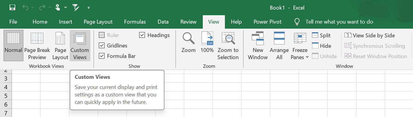 How to use Custom Views in Excel
