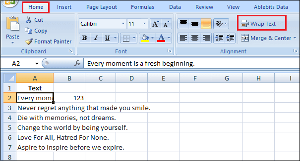 How to Wrap Text in Excel
