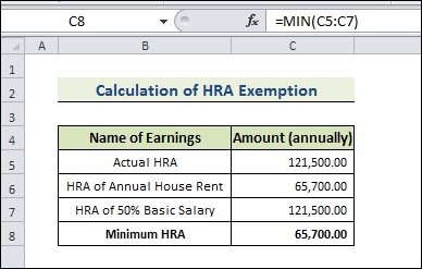 HRA Calculation in Excel