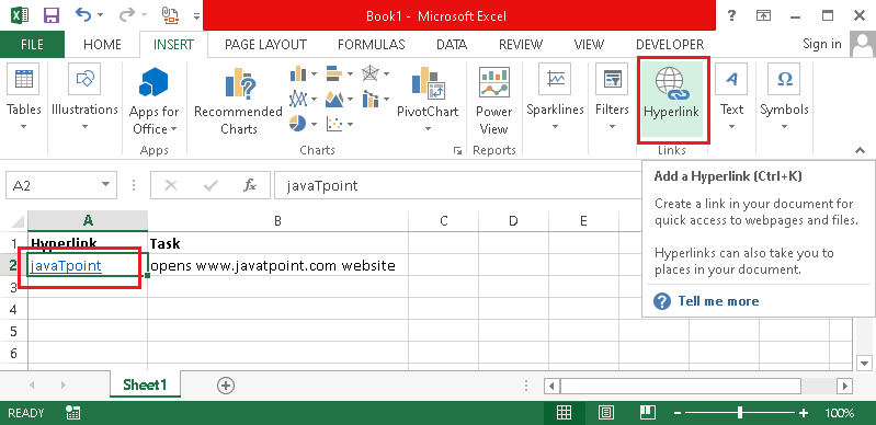 Hyperlink in Excel