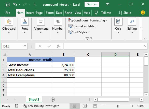 Income Tax Calculating Formula In Excel Javatpoint