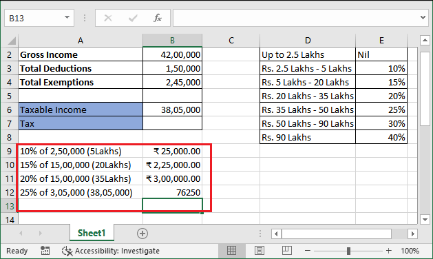 Income Tax Calculating Formula In Excel Javatpoint 5310