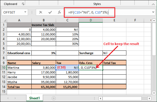 Calculate taxes in excel