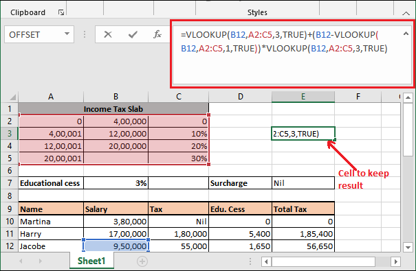 Calculate taxes in excel