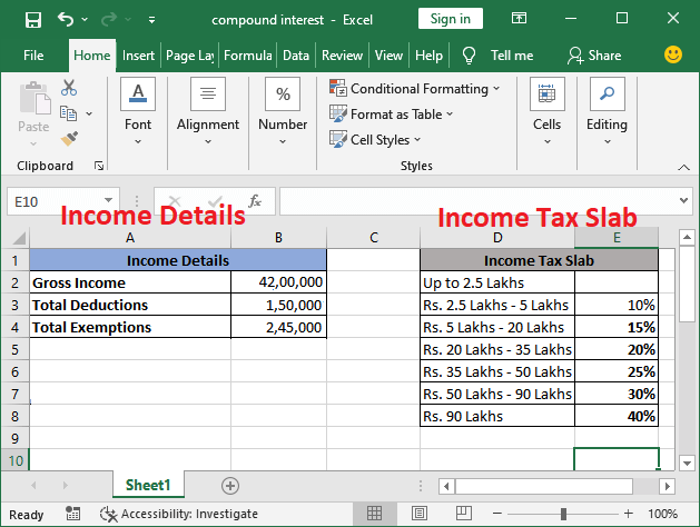 salary income tax calculator excel sheet free download