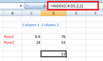 Index function in Excel