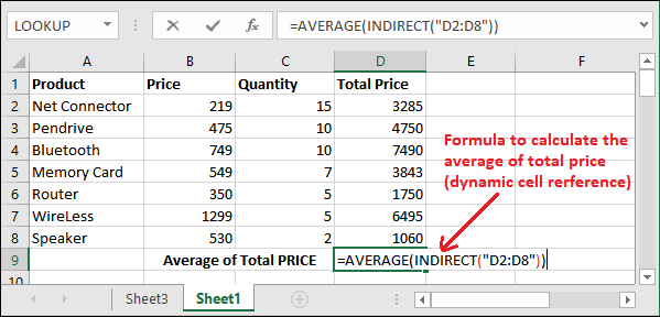 INDIRECT() function in Excel