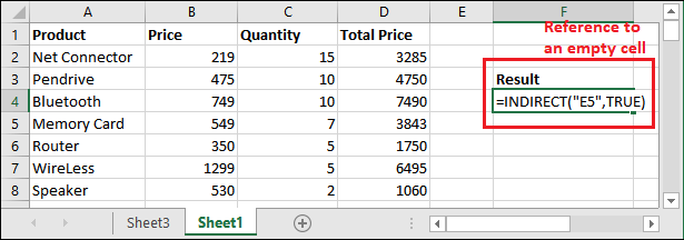 INDIRECT() function in Excel