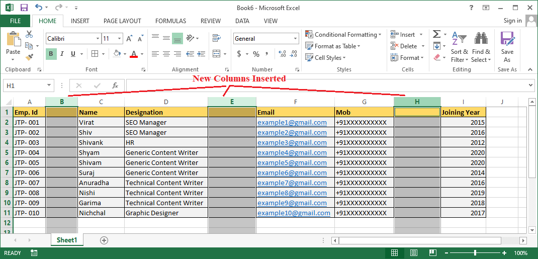 Insert Column Excel Shortcut