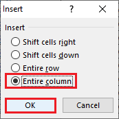 Insert Column Excel Shortcut