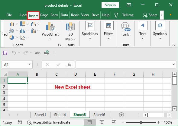 Insert object in Excel