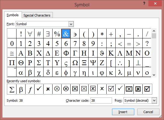 Insert Symbols and Special Characters in Excel