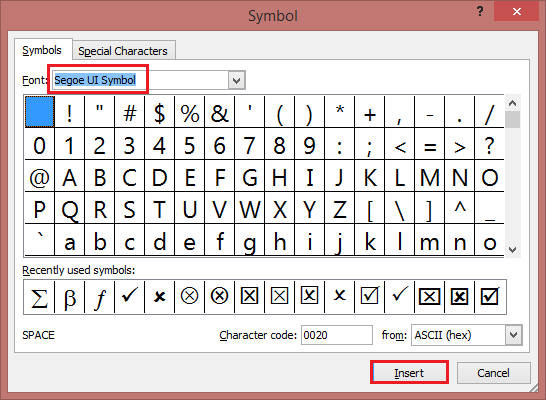 Insert Symbols and Special Characters in Excel