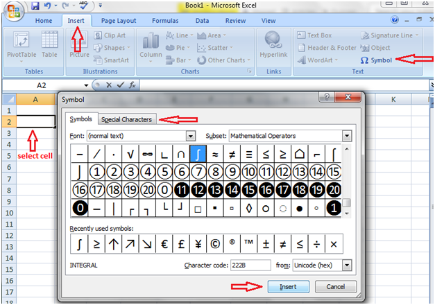 how-to-insert-symbols-and-special-characters-in-to-a-cell-in-excel-office-365-youtube