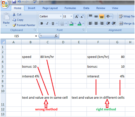 Excel instruction while typing data 1