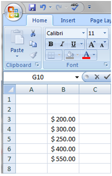Excel instruction while typing data 3