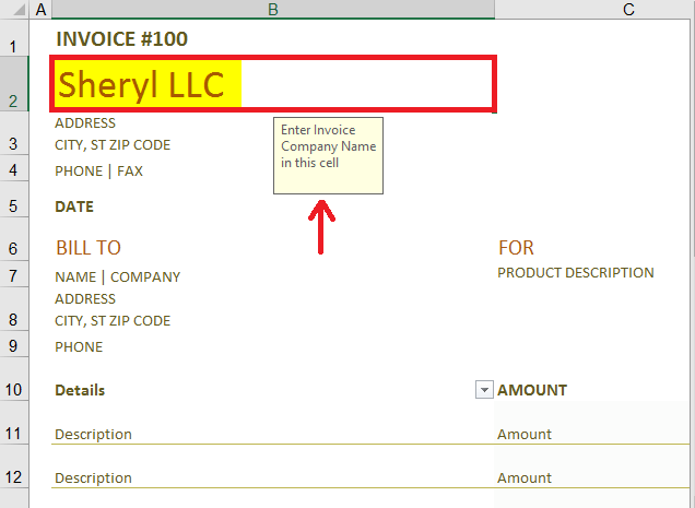 Invoice Format in Microsoft Excel