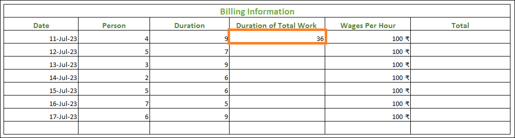 Labour Contractor Bill format in Excel