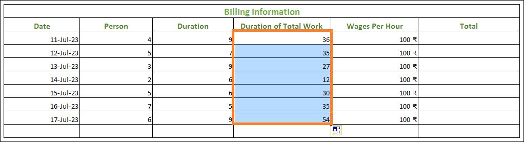 Labour Contractor Bill format in Excel