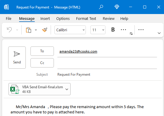 Macros to Send an Email using Excel.