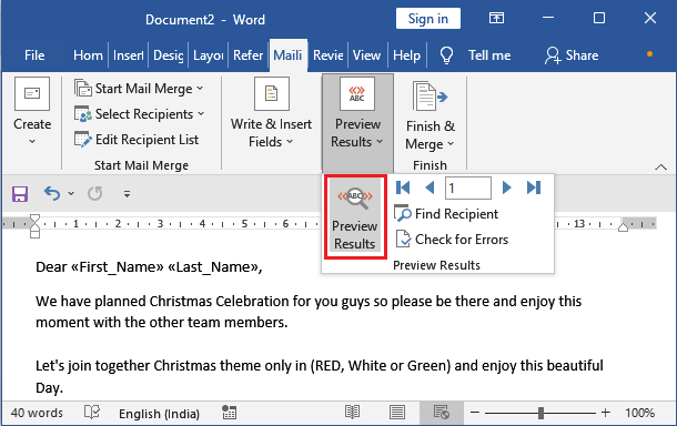 create a mail merge from excel