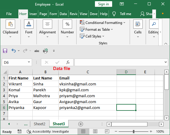 mail merge from an excel spreadsheet