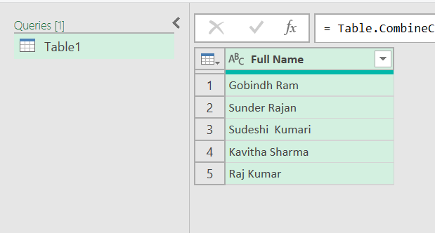 Merge First and Last Names in Excel