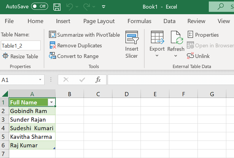 Merge First and Last Names in Excel