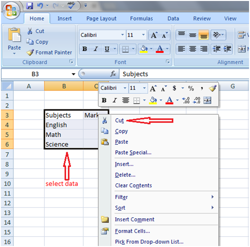 How to move data in Excel