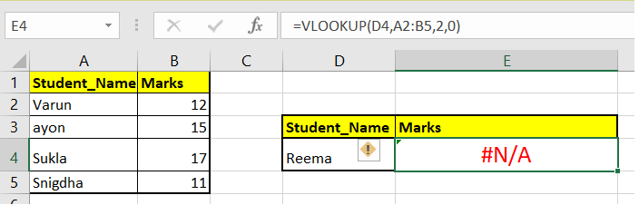 #N/A error in Excel