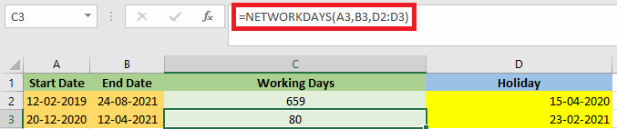 NETWORKDAYS Formula in Excel