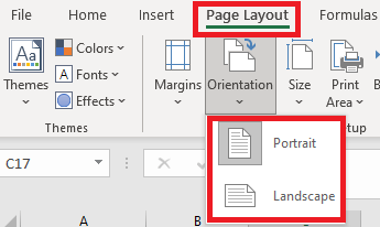 Page Orientation in Excel