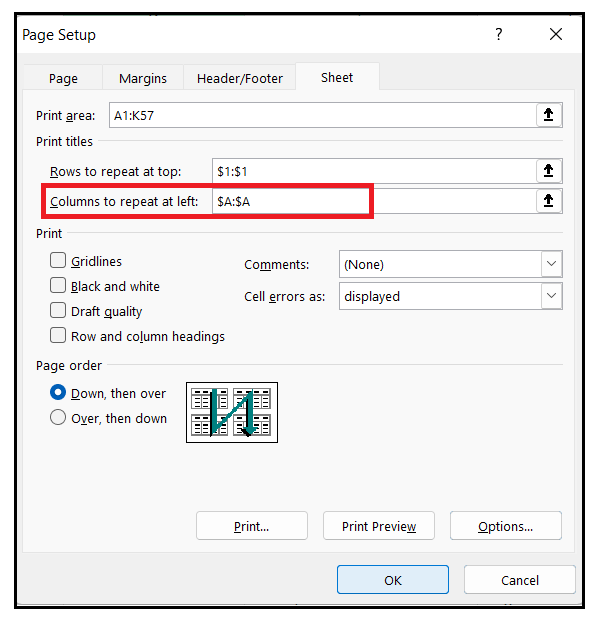 Print Titles in Excel