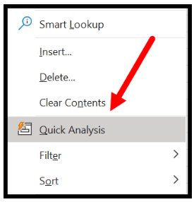 QUICK ANALYSIS TOOL IN EXCEL