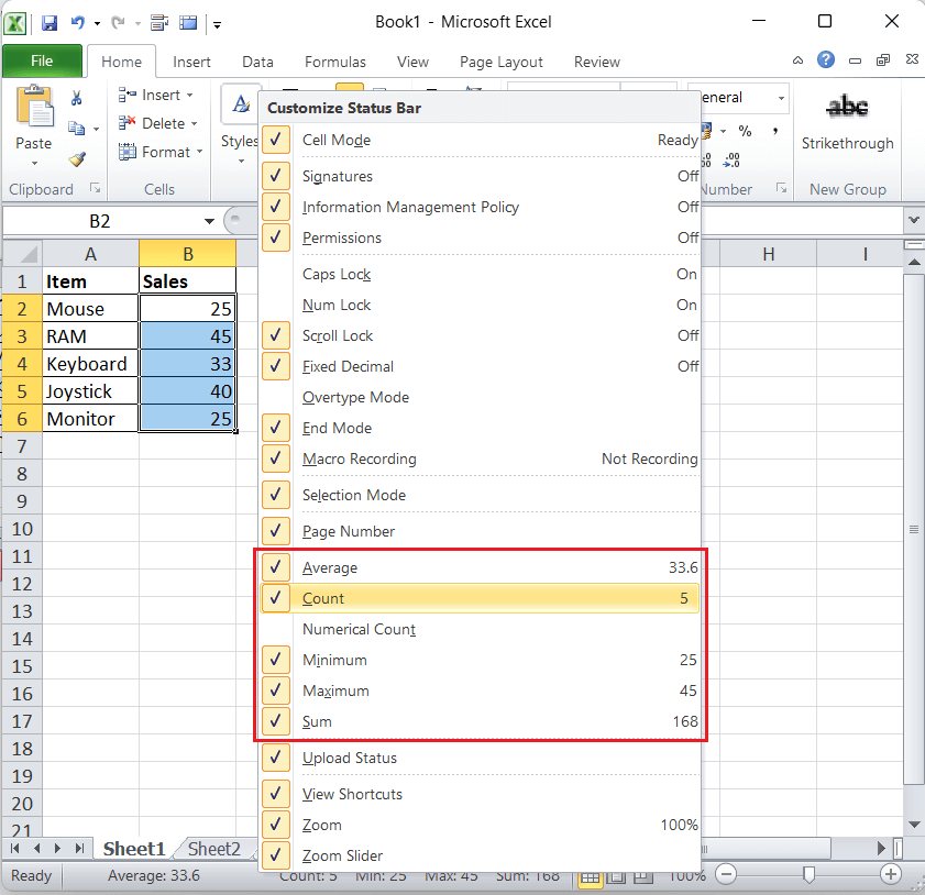 Quick Excel Functions