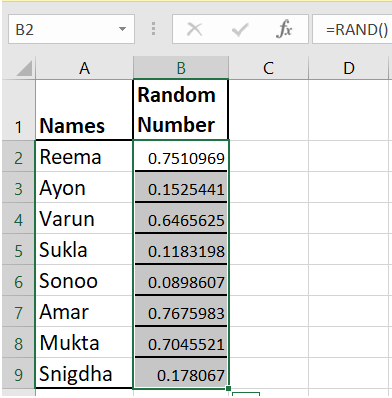 Randomize a list in Excel