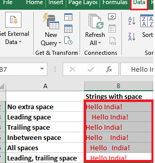 How to remove spaces in Microsoft Excel