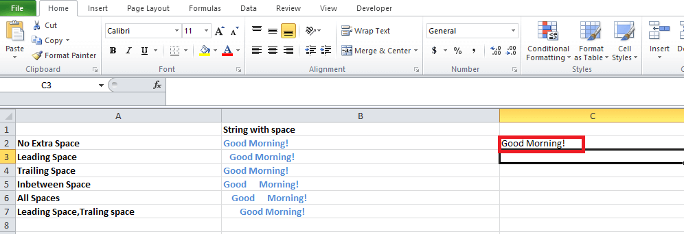 Spænde Overvind presse Remove spaces in Excel - javatpoint