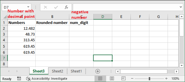 Round formula in Excel