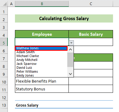 Salary sheet in Microsoft Excel