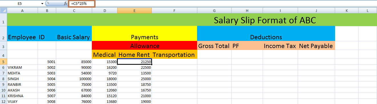 Salary Slip Format