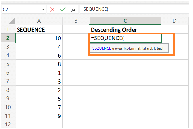 Sequence Function In Excel Javatpoint