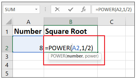 Square Root in Excel
