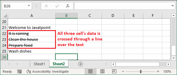 Strikethrough in Excel