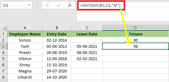 Tenure Formula In Excel Javatpoint 0169