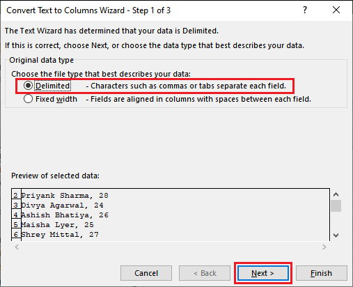 Text to column in Excel